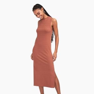 NAADAM RIBBED LIGHTWEIGHT MAXI DRESS SMALL NEW RUST BROWN